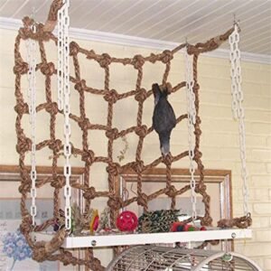 Parrot bird hemp rope climbing net - L With hook, Rough