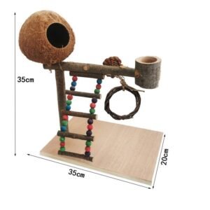 Solid Wood Parrot Station Frame Training Bird Shelf Parrot Toys - Section F
