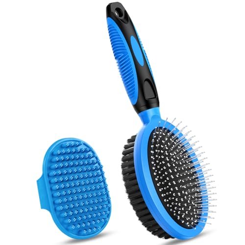 2PCS Pet Grooming Tools - Double-Sided Brush for Shedding and Bathing, Suitable for Short/Long Haired Dogs Cats and Horses, Deshedding Dog Brush, Mane & Tail Combs for Horses - Pet Supplies (Blue) - Image 10