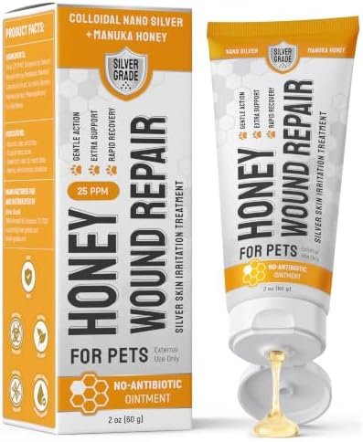 SILVER GRADE Dog Wound Care with Manuka Honey & Colloidal Silver for Scratches & Skin Irritations – Cat & Dog Hot Spot Treatment Gel Works as Honey Rapid Wound Repair for Horses – for All Pets – 2-Oz - Image 9