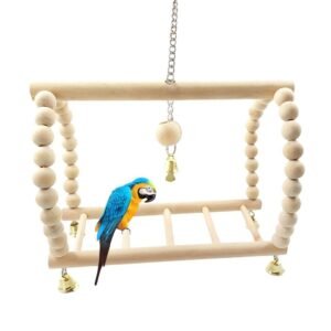 Parrot Hammock Birds Creative Swing Ring Ladder Ladder Tiger Skin Dudan Swing Toy - Wood color