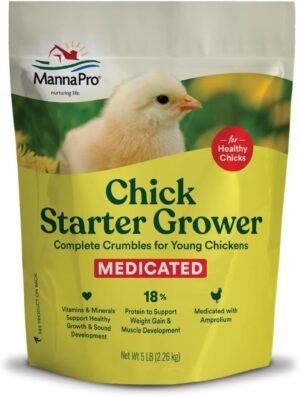 Manna Pro Medicated Chick Starter Grower Feed, Amprolium & Protein, 5 lb