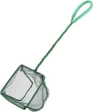 Pawfly Aquarium Fish Net with Braided Metal Handle Square Net with Soft Fine Mesh Sludge Food Residue Wastes Skimming Cleaning Net for Fish Tanks Small Koi Ponds and Pools