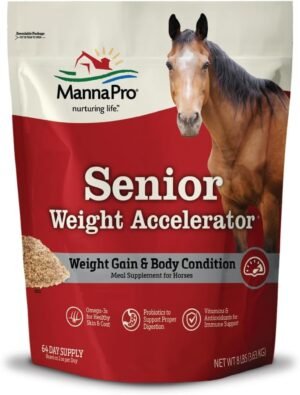 Manna Pro Weight Accelerator Horse Supplement, Meal Topper, Omega-3, 8 lb
