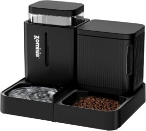 ZOMISIA Automatic Cat Feeder, Gravity Cat Food Dispenser, 0.8Gal x 2, Black