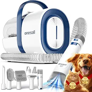 oneisall Dog Grooming Vacuum,7 in 1 Grooming kit Tools with Low Noise