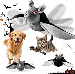 Flying Bat Dog Toy, Flying Bat Toy for Dogs, Flapping Bird Interactive Cat Toy, Cute Flapping Wings Electric Teasing Cat/Dog Toy, Hanging and Ground Play