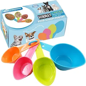 HINMAY Pet Food Scoops Plastic Measuring Cups Set for Dog Cat and Bird Food