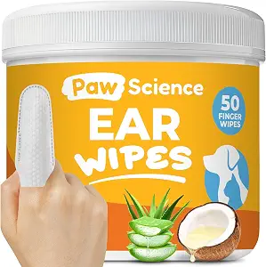 Paw Science Dog & Cat Ear Cleaner Wipes ? Pet Finger Wipes for Cats & Dogs ? Cleaning, Soothing, & Deodorizing Itchy Ears ? Ear Relief Solution Wash