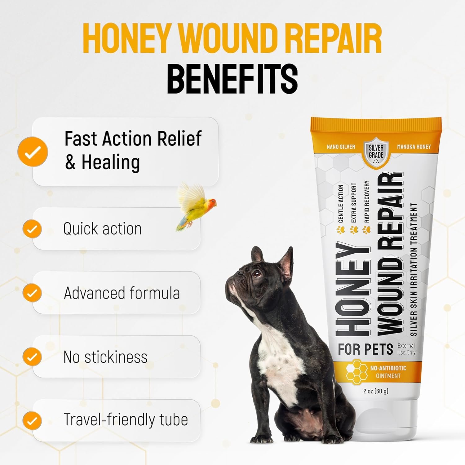 SILVER GRADE Dog Wound Care with Manuka Honey & Colloidal Silver for Scratches & Skin Irritations – Cat & Dog Hot Spot Treatment Gel Works as Honey Rapid Wound Repair for Horses – for All Pets – 2-Oz - Image 6
