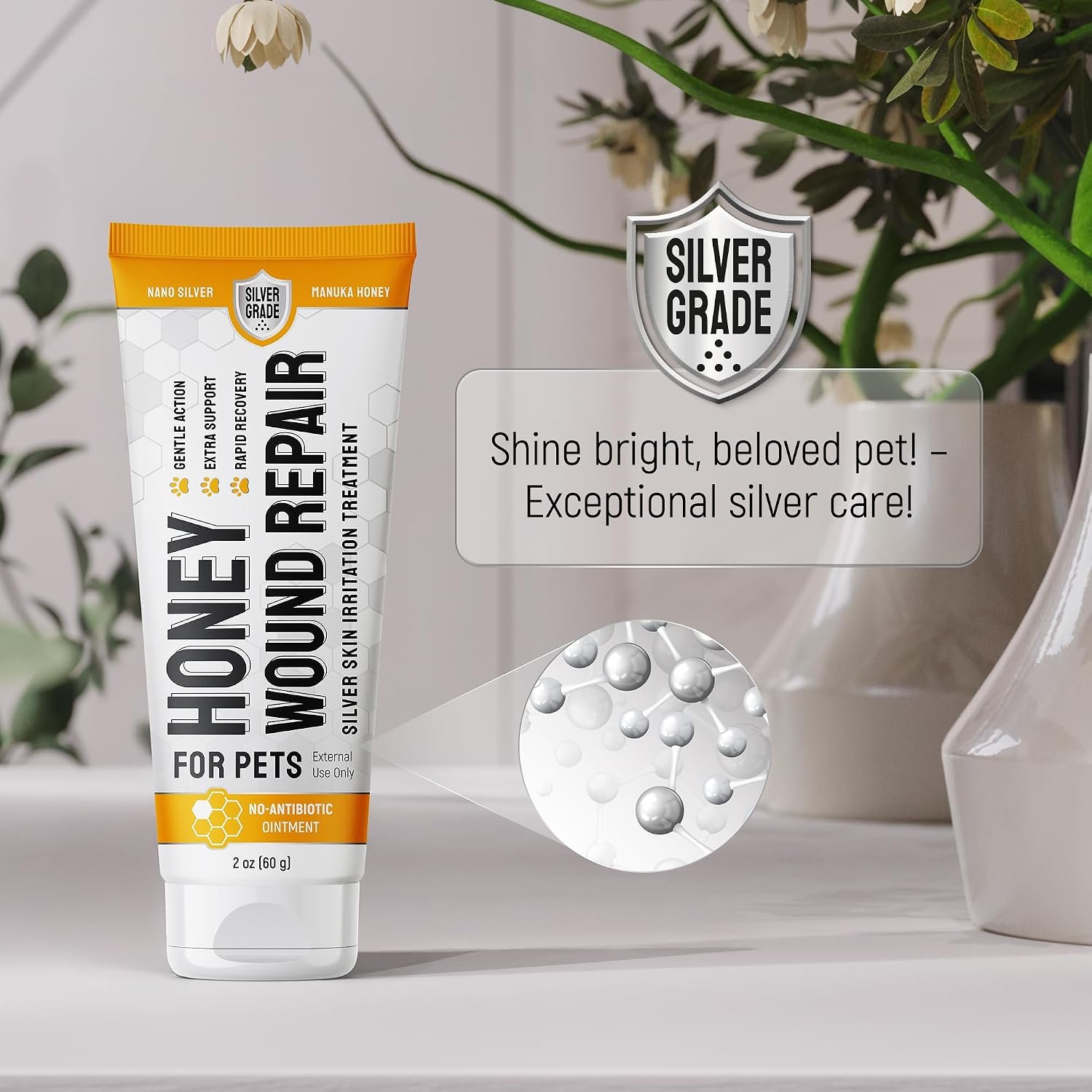 SILVER GRADE Dog Wound Care with Manuka Honey & Colloidal Silver for Scratches & Skin Irritations – Cat & Dog Hot Spot Treatment Gel Works as Honey Rapid Wound Repair for Horses – for All Pets – 2-Oz - Image 8