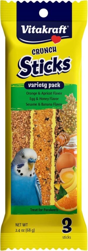 Vitakraft Crunch Sticks Parakeet Treat Vrty Pk Orange/Egg/Banana-3 Sticks