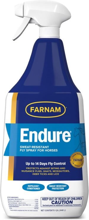 Farnam Endure Fly Spray for Horses, Long-Lasting Fly Repellent, 32 oz Spray