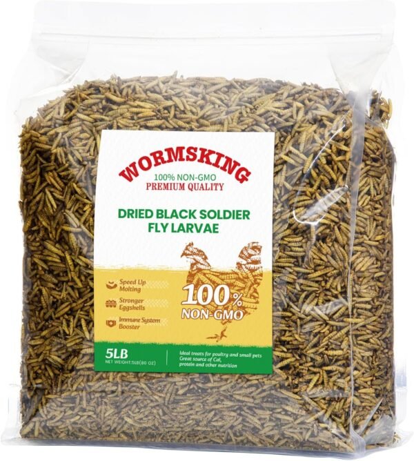 WORMSKING 5LB Dried Black Soldier Fly Larvae for Chickens