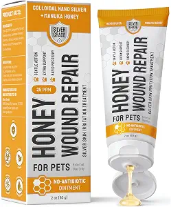 SILVER GRADE Dog Wound Care with Manuka Honey & Colloidal Silver for Scratches & Skin Irritations – Cat & Dog Hot Spot Treatment Gel Works as Honey Rapid Wound Repair for Horses – for All Pets – 2-Oz - Image 16