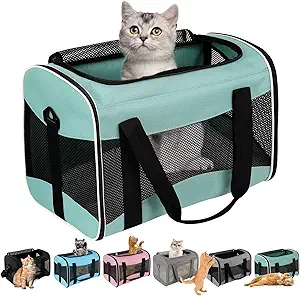 Cat Dog Carriers Soft-Sided Pet Carrier Large Cats for Medium Big Cat Small Dog Puppy up to 16lbs TSA Airline Approved Animal Collapsible Cat Carrier Carriers Travel Carrier Cat Bag (17x11x11)