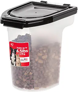 IRIS USA Dog Food Storage Container, Up to 6.5 lbs, Black, Made in USA