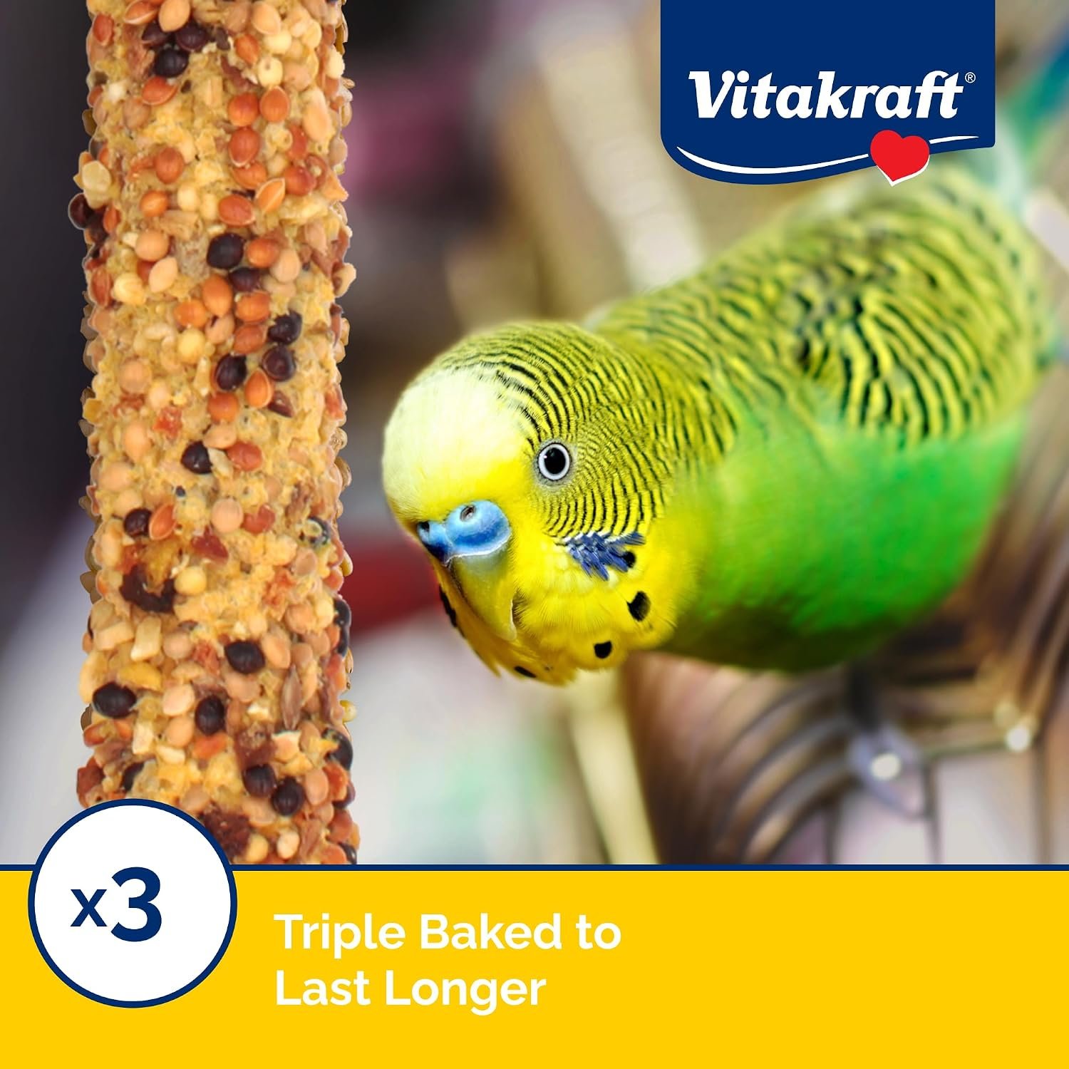 Vitakraft Crunch Sticks Parakeet Treat - Triple-Baked Millet Parakeet Treats with Natural Wood Center - Crunchy & Nutritious Bird Treat Sticks for Small Animals (12 Count, Honey, Egg, and Apple) - Image 4