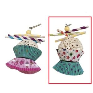 Parrot Toy Bird Edible Soft Ball Shredding Toy Relieving Boredom Chewing Bite Toy - White Green Paper Cups, Single Ball String