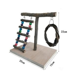 Solid Wood Parrot Station Frame Training Bird Shelf Parrot Toys - Section B