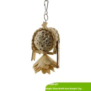 Parrot Natural Ricepaperplant Pith Ball Safety Plant Gnawing Molar Toy - Short Hair Girl