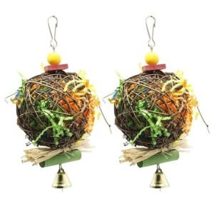 Parrot Toys Vine Bal Brushed Grass Bird Supplies - 2 Pieces