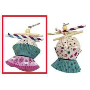 Parrot Toy Bird Edible Soft Ball Shredding Toy Relieving Boredom Chewing Bite Toy - Red And Green Paper Cups, Single Ball String